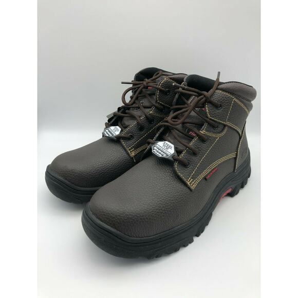 Skechers Men\'s 77143MC Brown Leather Steel Toe Safety Boots Lace Up Size US 13 main image 12
